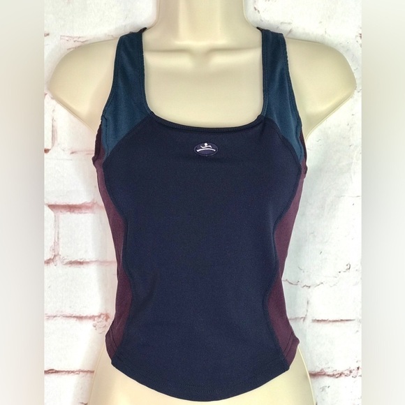 HANES Sport COOLMAX Racer Back Colorblock Workout Tank Navy Blue & Maroon Size S - Picture 5 of 15